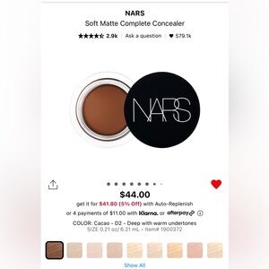 NARS Soft Matte Complete Concealer -cacao